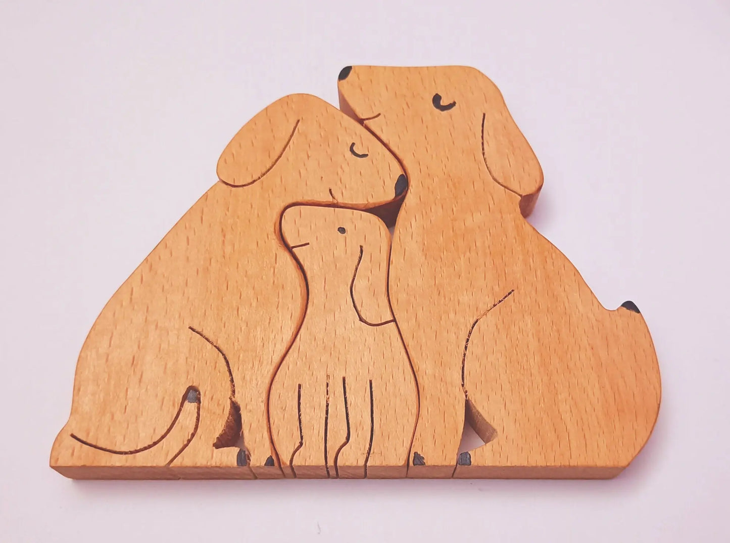Wooden Dogs Family Jigsaw Puzzle | Pupps Family Jigsaw Puzzle/Showpiece| Kids Room Decoration Organic Toys