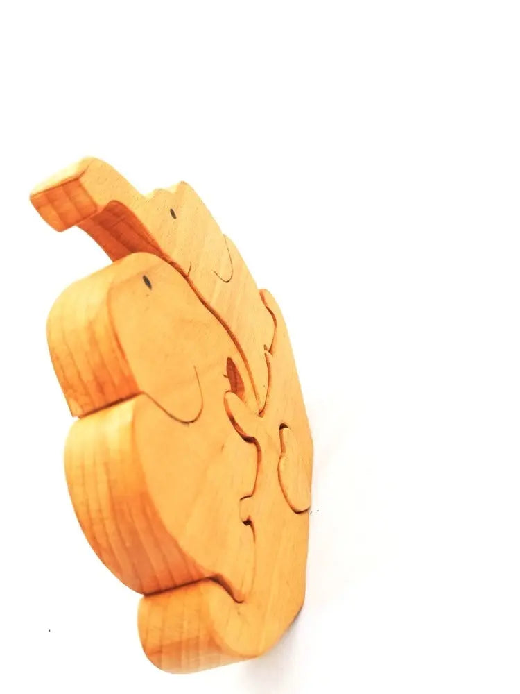 Decorative Elephant Couple Jigsaw Puzzle (4 piece) | Wooden Showpiece Organic Toys