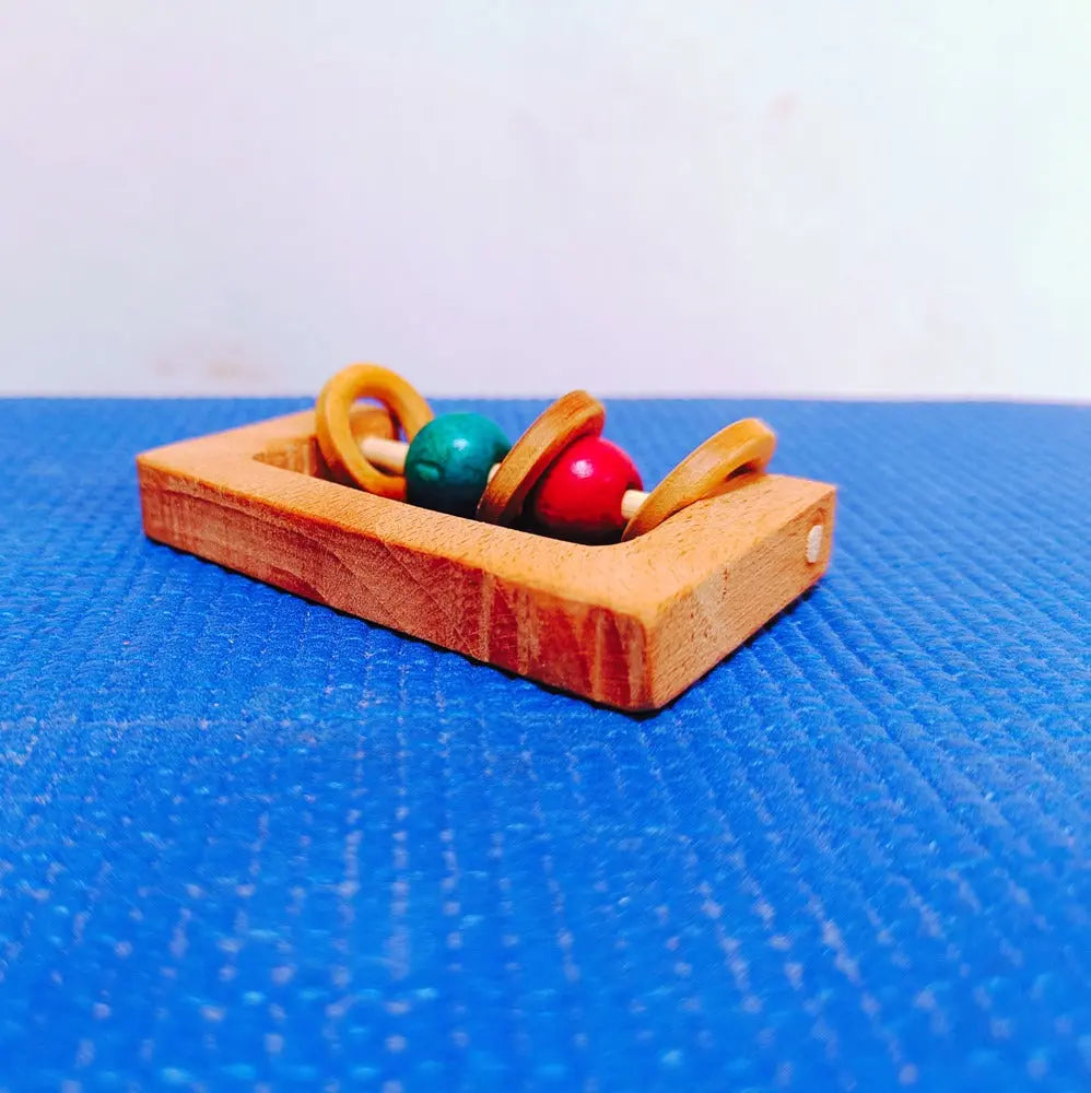 Beech Wood Rectangle Rattle | Organic Wooden Rattle/Teether | Montessori Toy| Natural Rattle/Teether Organic Toys