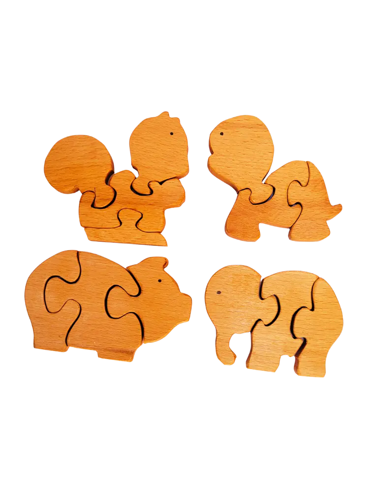 Educational Pre-school Animal Mini Puzzle | Jigsaw Puzzle | Brain Booster Puzzle | Beach Wood Puzzles Organic Toys