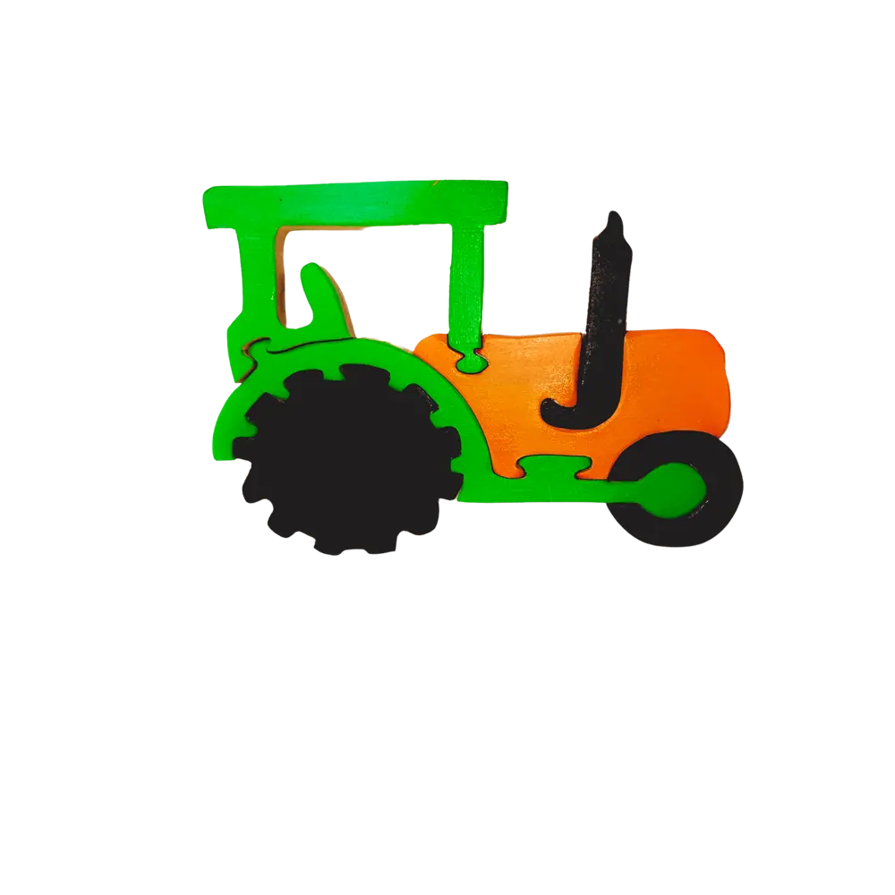 Tractor Brain Teaser Jigsaw Puzzle Set (6 pieces)| Interlocking Blocks Puzzle | Wooden Puzzle Organic Toys