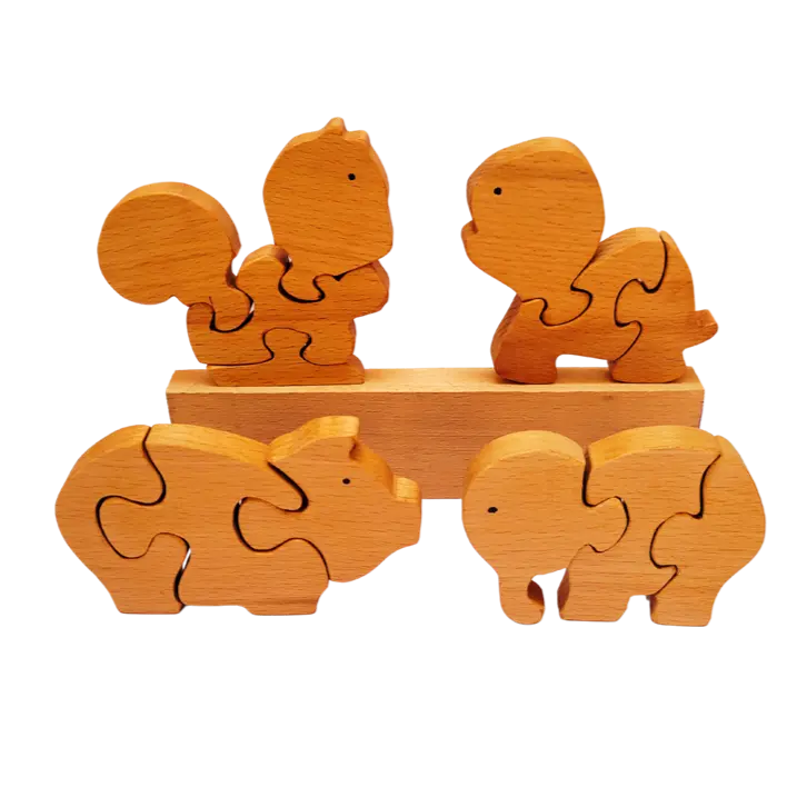 Educational Pre-school Animal Mini Puzzle | Jigsaw Puzzle | Brain Booster Puzzle | Beach Wood Puzzles Organic Toys