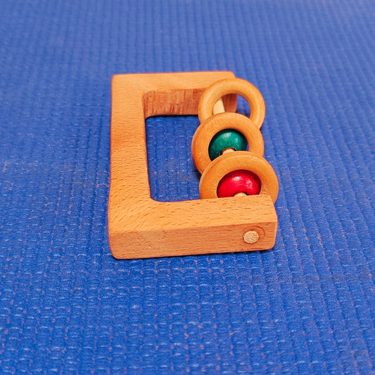 Beech Wood Rectangle Rattle | Organic Wooden Rattle/Teether | Montessori Toy| Natural Rattle/Teether