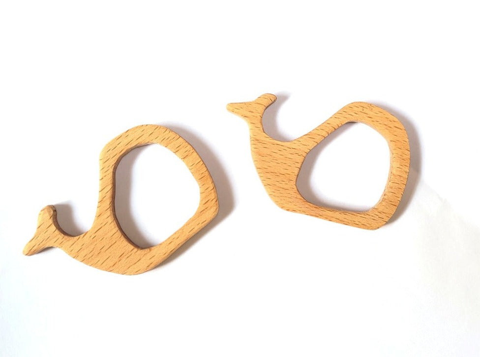 Whale Teether (Set of 2) | Organic Teether | Wooden Teether | Beech wood Teether | Natural Teething Toy