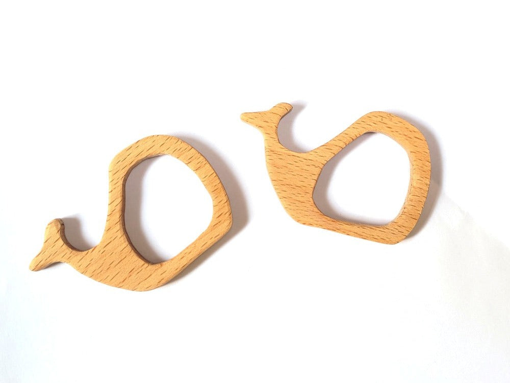 Whale &  Tortoise Teether ( Set of 1XWhale &  1XTortoise) | Organic Teether | Wooden Teether | Beech wood Teether | Natural Teething Toy