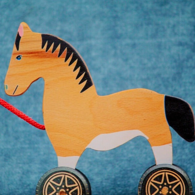 Push/Pull Horse (Age 1 to 4 years)| Wooden Walkalong Horse| Ecofriendly Horse Toy