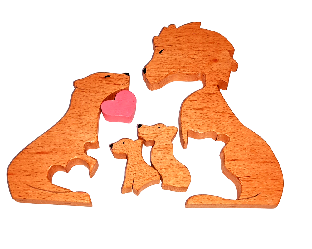 Wooden Lion Family jigsaw puzzle| Lion Family Jigsaw Puzzle | Decorative Lion Family | Lions Family Showpiece| Kids Room Decoration