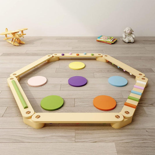 Montessori Wooden Balance Beam | Stepping Stones for Kids | Toddlers Gymnastics Beam | Montessori Toddler Toys | Gymnastics Obstacle Course | Montessori Furniture Toddler Gift