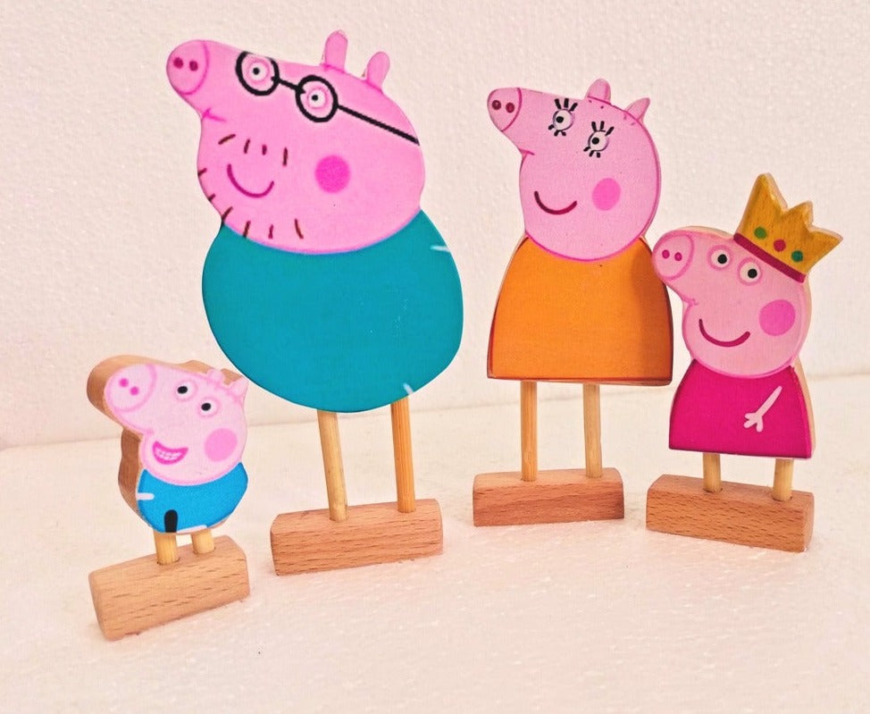 Wooden Peppa Pigs Family | Daddy Pig, Mummy Pig, Peppa Pig, Jeorge | Pretend Play | Story Telling