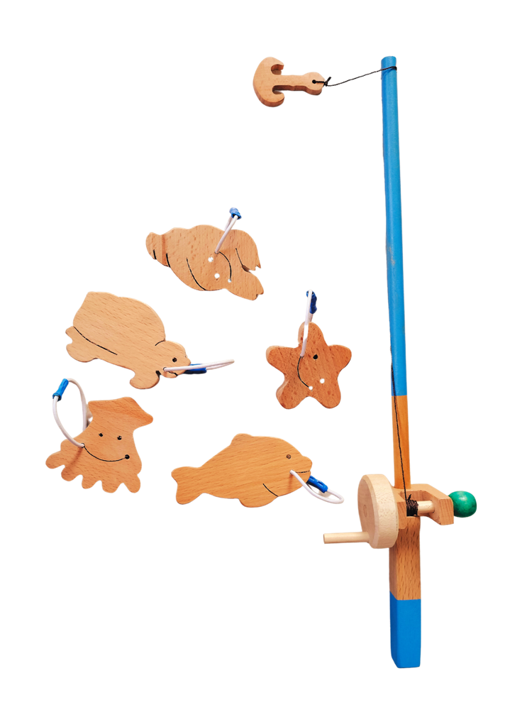 Kids Fishing Game Toy (1 X Fishing Rod, 7 X Fishes)  |Toy Fishing Road | Wooden Kids Fishing Montessori Game | Educational Fishing Game