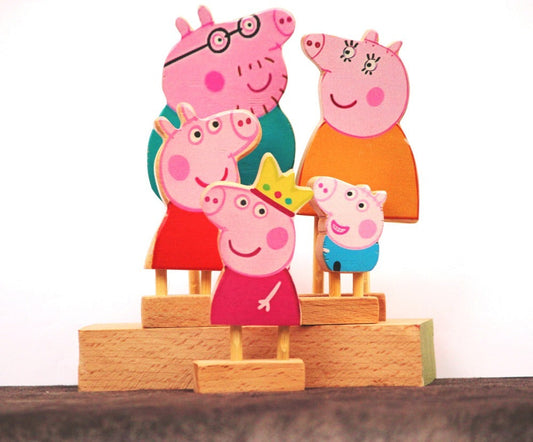 Wooden Peppa Pigs Family | Daddy Pig, Mummy Pig, Peppa Pig, Jeorge | Pretend Play | Story Telling