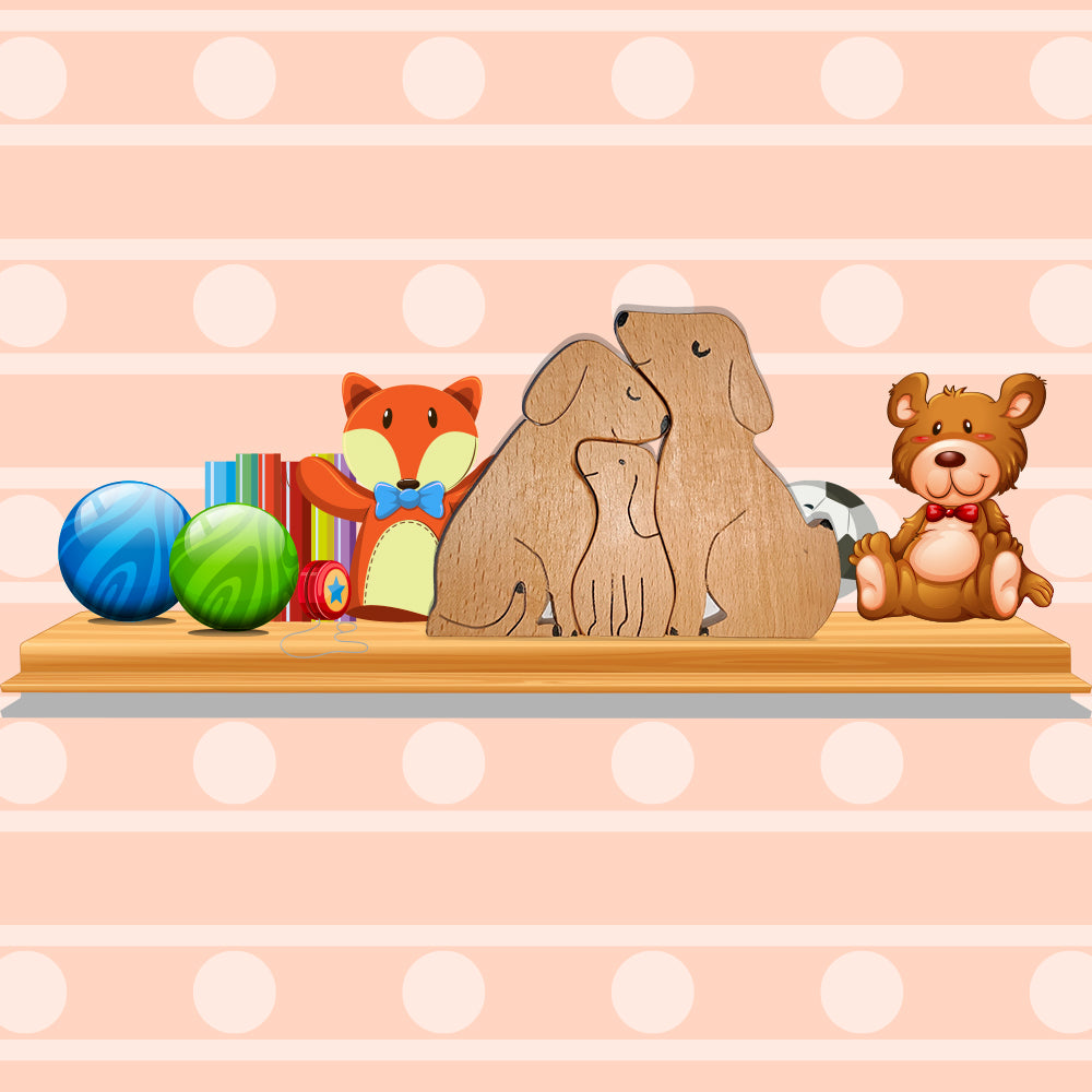 Wooden Dogs Family Jigsaw Puzzle | Pupps Family Jigsaw Puzzle/Showpiece| Kids Room Decoration