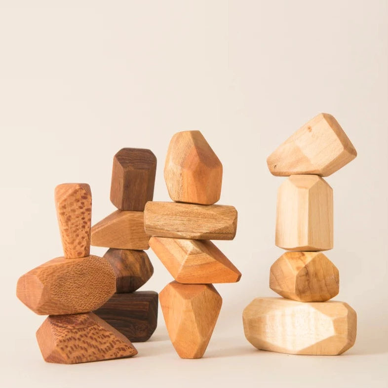 Zen Balancing Blocks set of 10 unique piece (1 large, 7 medium, 2 small) | Wooden Balancing Blocks | Wooden Zen Blocks