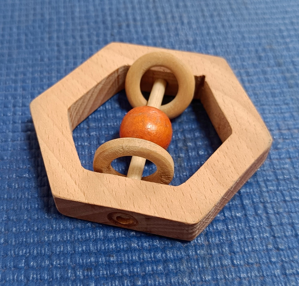 Hexagonal Rattle/Teethes| BPA Free Wooden Rattle| Ecofriendly Toy | Natural Rattle