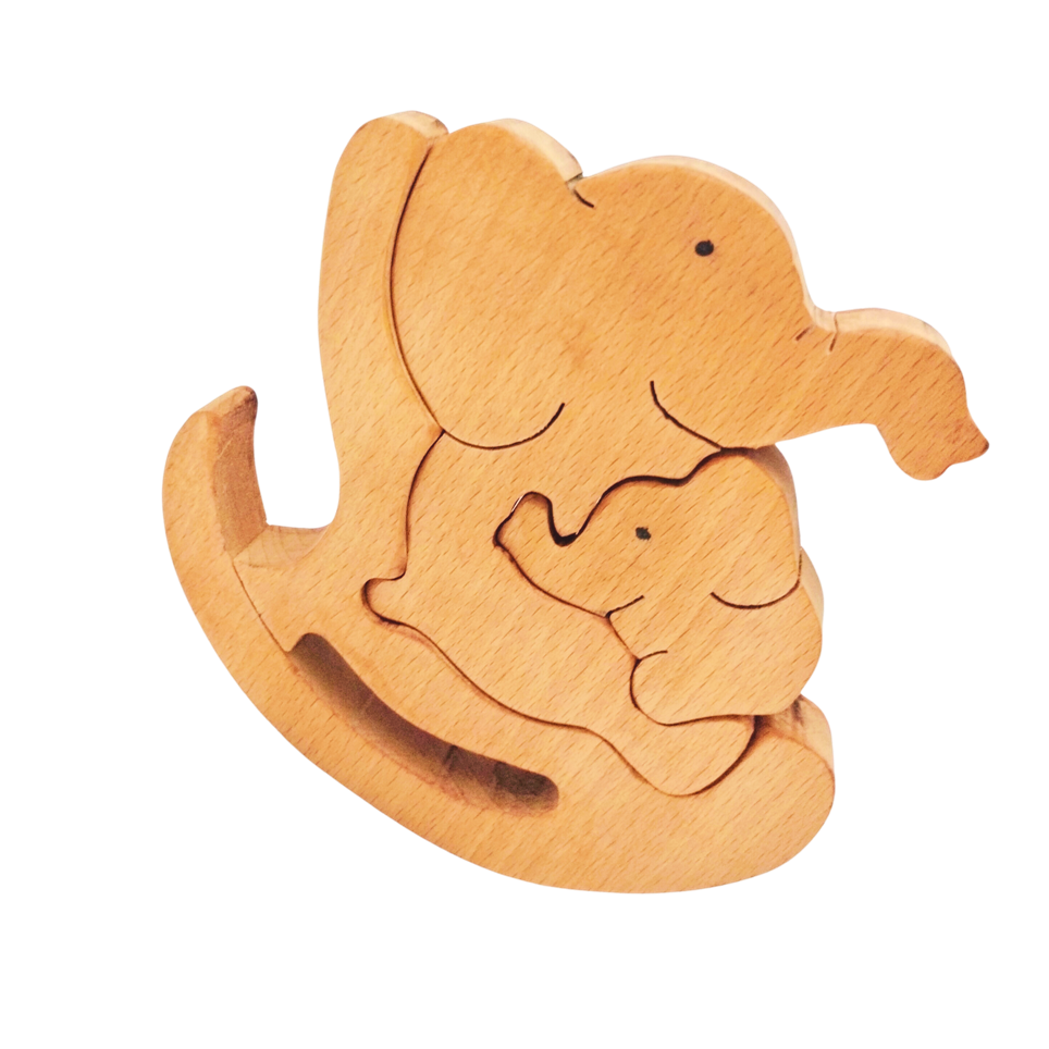 Wooden Rocking Baby and mummy Elephant Jigsaw Puzzle | Wooden Jigsaw Puzzle | Wooden Decorative Showpiece