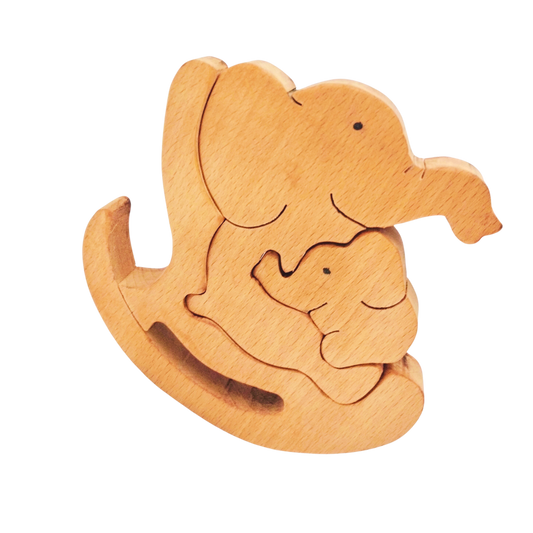 Wooden Rocking Baby and mummy Elephant Jigsaw Puzzle | Wooden Jigsaw Puzzle | Wooden Decorative Showpiece