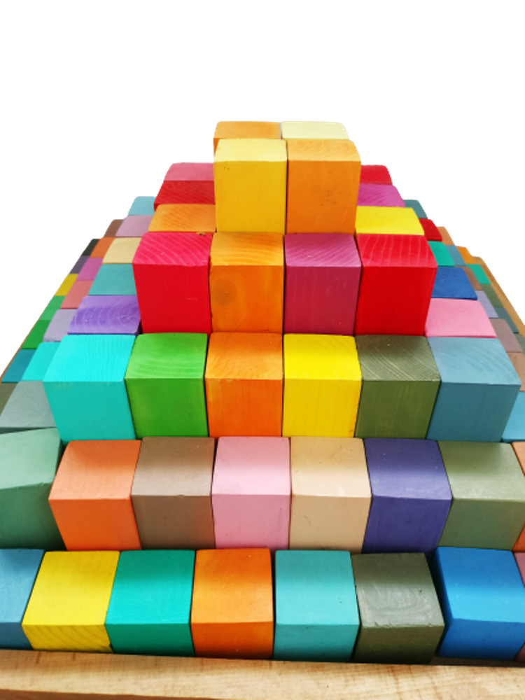 Grimm's Stepped Pyramid Large (100 Piece set with Tray) Large building blocks| Wooden blocks