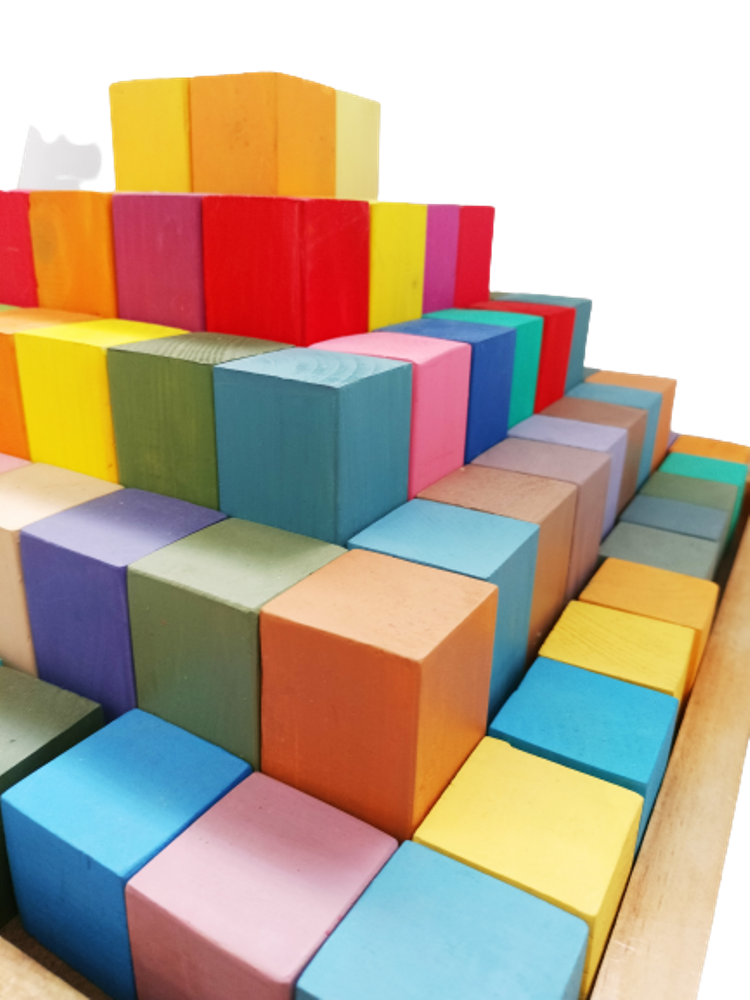 Grimm's Stepped Pyramid Large (100 Piece set with Tray) Large building blocks| Wooden blocks