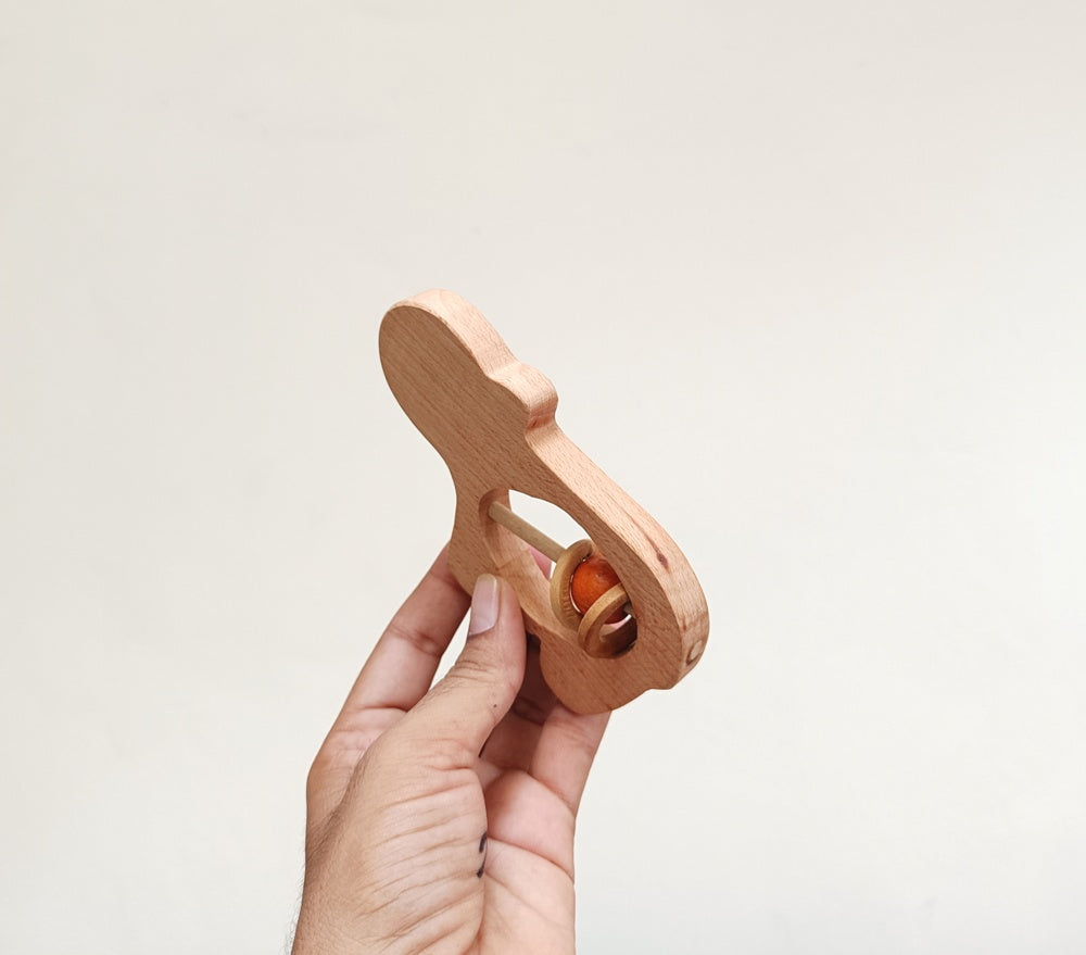 Hippo Rattle/Teether |Wooden Rattle/teether| Organic Rattle/Teether | Natural Rattle/teether