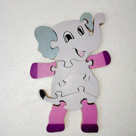 Baby Elephant Brain Teaser Jigsaw Puzzle set (10 pieces)| Interlocking Wooden Bloc puzzle | Lock in blocks puzzle set| Animals Puzzle| Wooden Puzzle