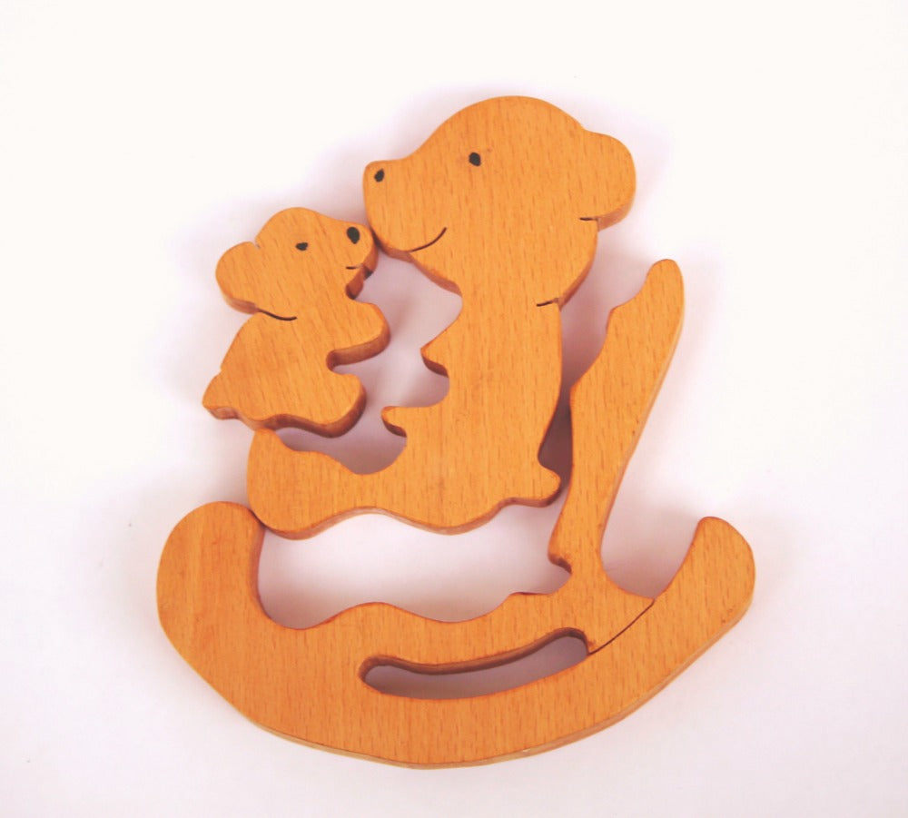 Wooden Teddy/Panda Rocking Baby and mummy Jigsaw Puzzle | Wooden Teddybear Jigsaw Puzzle | Wooden Decorative Jigsaw Puzzle