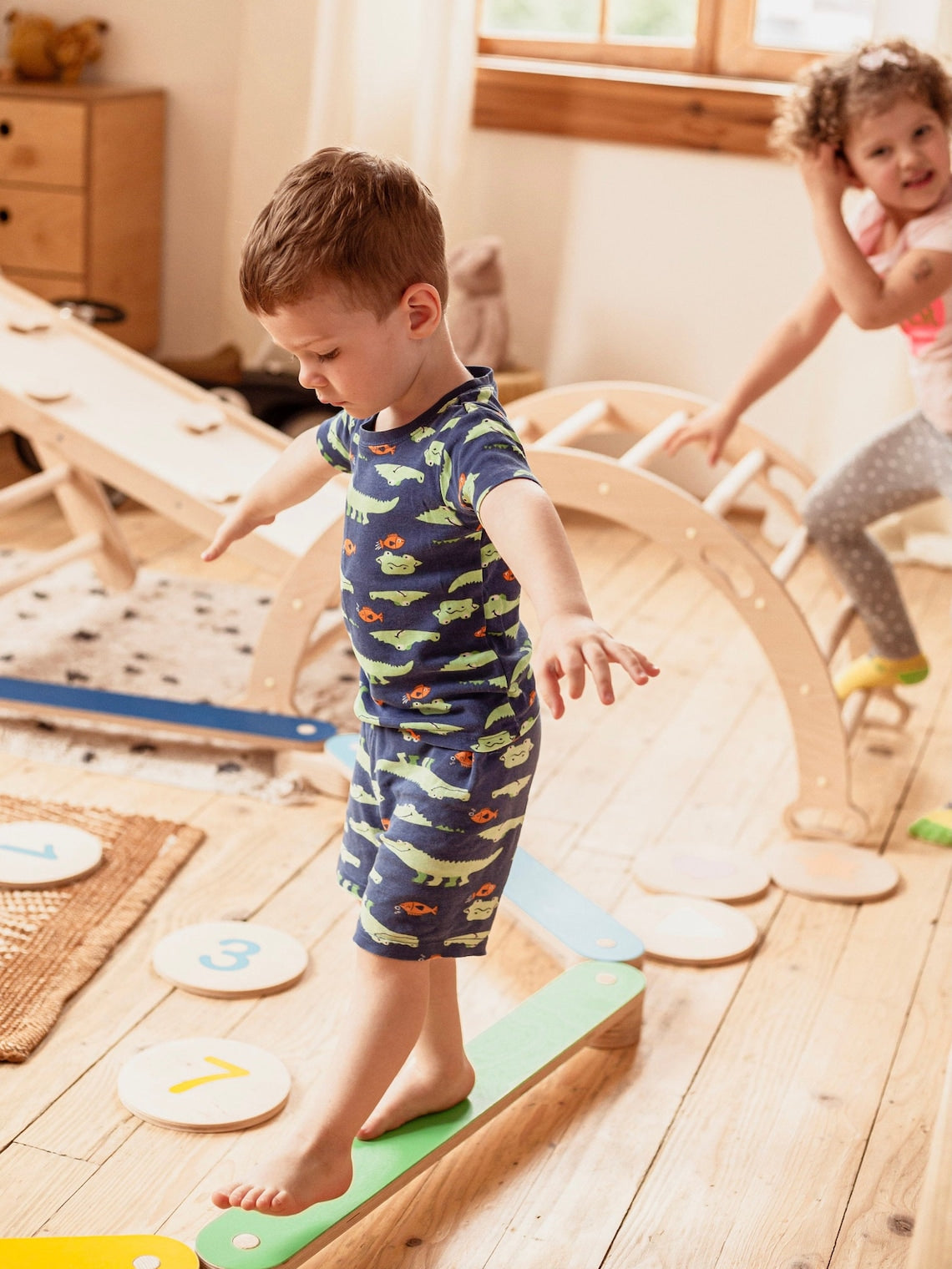 Montessori Wooden Balance Beam | Stepping Stones for Kids | Toddlers Gymnastics Beam | Montessori Toddler Toys | Gymnastics Obstacle Course | Montessori Furniture Toddler Gift