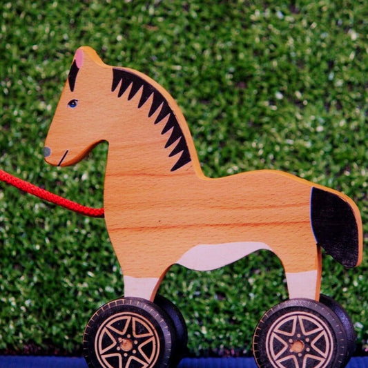 Push/Pull Horse (Age 1 to 4 years)| Wooden Walkalong Horse| Ecofriendly Horse Toy