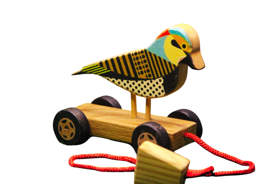 Wooden Sparrow Push/Pull Birdy | Pull Chord, Holding Piece (1-4 years) | Wooden Push/Pull Toy | Natural Toy | Organic Toy