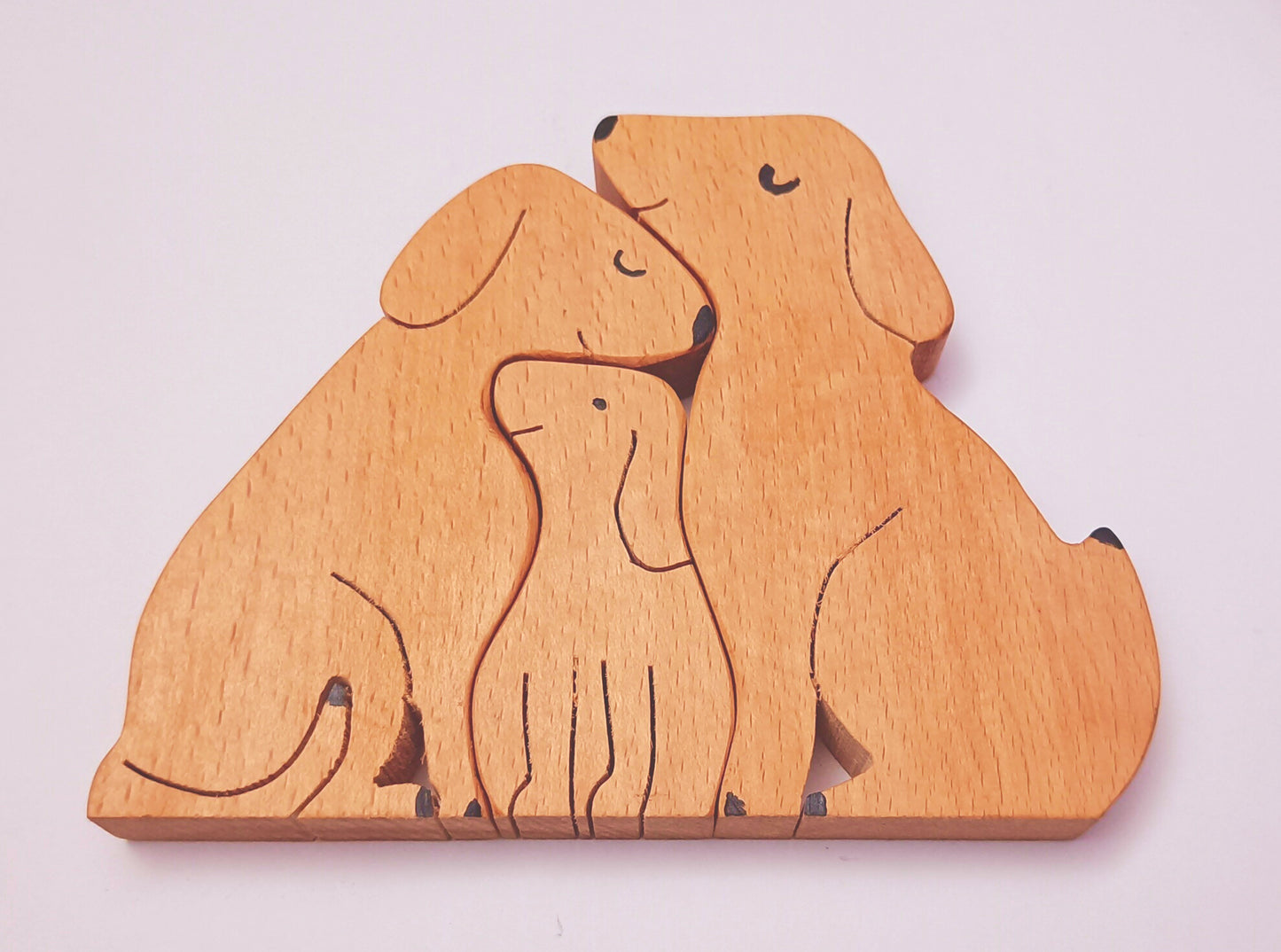 Wooden Dogs Family Jigsaw Puzzle | Pupps Family Jigsaw Puzzle/Showpiece| Kids Room Decoration