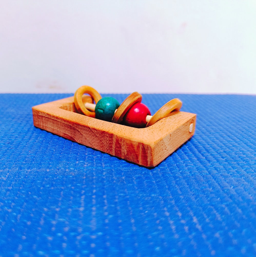 Beech Wood Rectangle Rattle | Organic Wooden Rattle/Teether | Montessori Toy| Natural Rattle/Teether