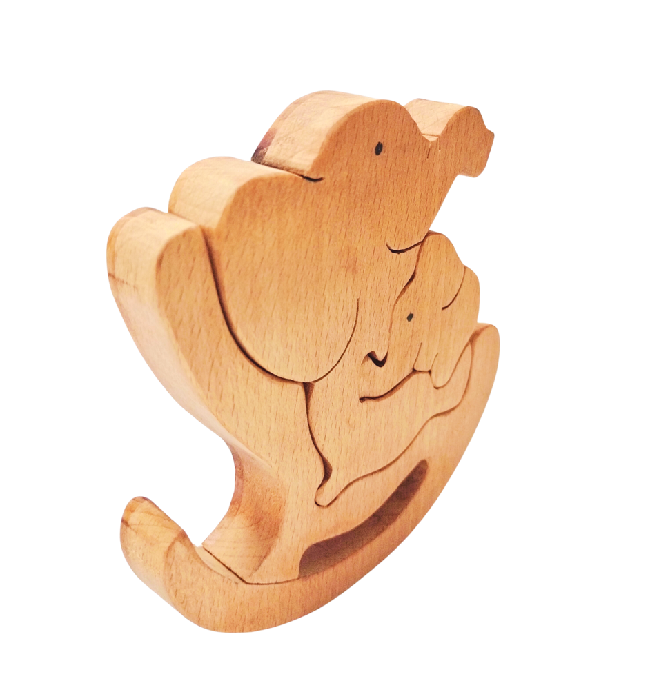 Wooden Rocking Baby and mummy Elephant Jigsaw Puzzle | Wooden Jigsaw Puzzle | Wooden Decorative Showpiece