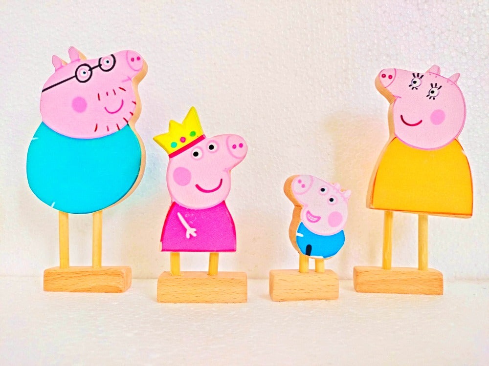 Wooden Peppa Pigs Family | Daddy Pig, Mummy Pig, Peppa Pig, Jeorge | Pretend Play | Story Telling