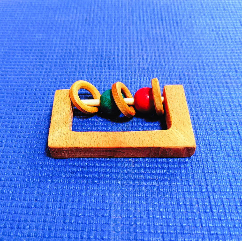 Beech Wood Rectangle Rattle | Organic Wooden Rattle/Teether | Montessori Toy| Natural Rattle/Teether